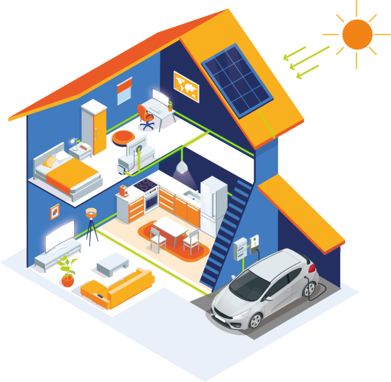 Schéma illustration du fonctionnement du photovoltaique